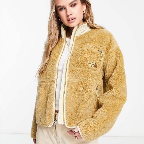 The North Face Sherpa Jacket Womens XXL Tan Full Zip Pockets Fall Winter Style - Picture 1 of 10